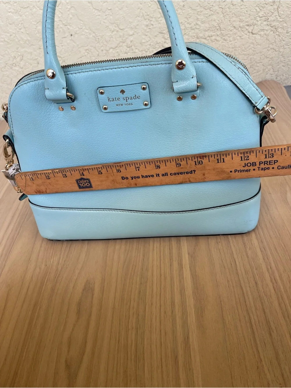 kate spade Baby Blue Leather Dome Satchel with Crossbody Strap